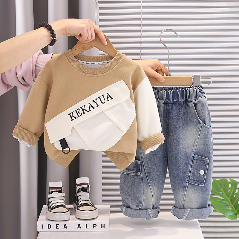 Long sleeved hoodie two-piece set for baby children's clothing