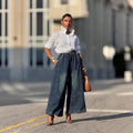 Vintage Cut-Out Panel Distressed Slant Pocket Elastic Waist Jeans