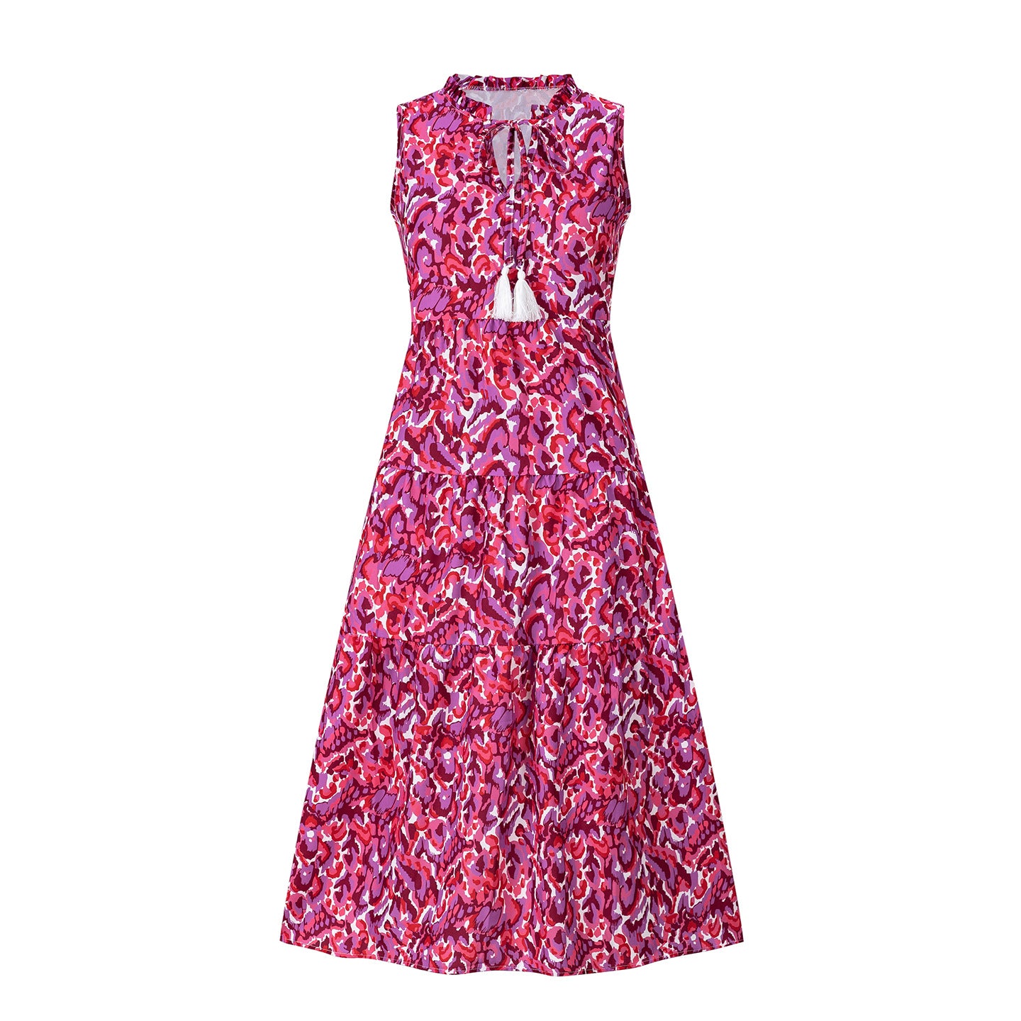 Sleeveless V-neck printed dress
