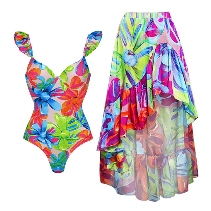 One-Piece Swimsuit for Women, Beach Vacation Set Dress Swimwear