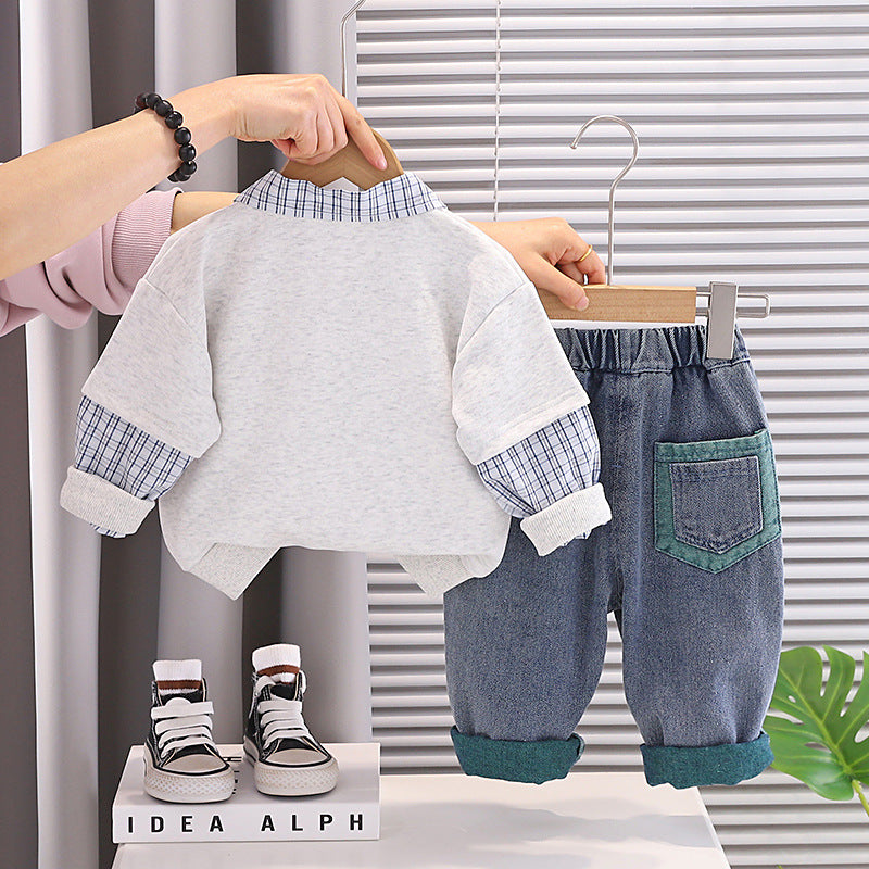 Sweatshirt fake two-piece set for baby children's clothing