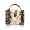 Snake Print Box Handbag Women Serpentine Lock Small Square PU Evening Clutch Shoulder Bag Ladies Dinner Party Purse Personality