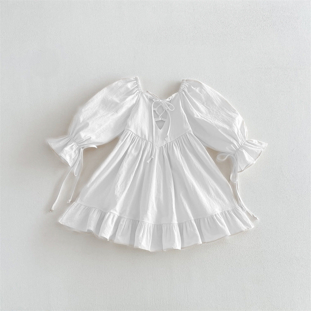 Girl's doll collar bow dress