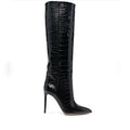 Women's High Boots Crocodile Print Slip-on Long Boots Women Sexy High Heels Designer Shoes Stiletto Concise Demonia Boots