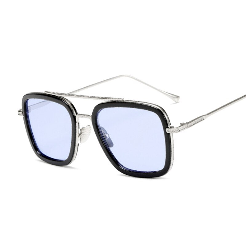 Black Sunglasses Woman/man Mirrored Designer Brand Woman Glasses Vintage Blue Lens Sun Glasses Female UV400
