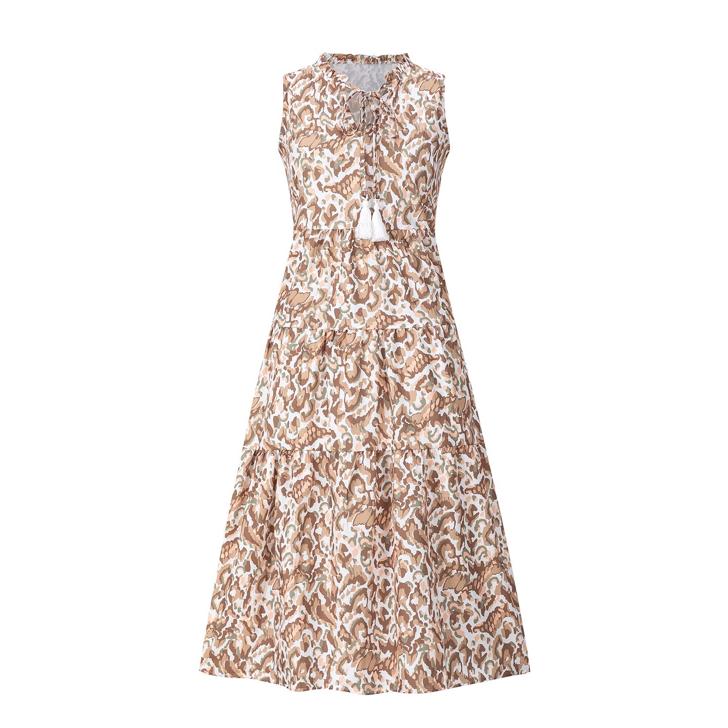 Sleeveless V-neck printed dress