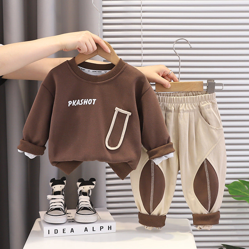 Two men's baby round neck clothes for spring and autumn casual hoodies