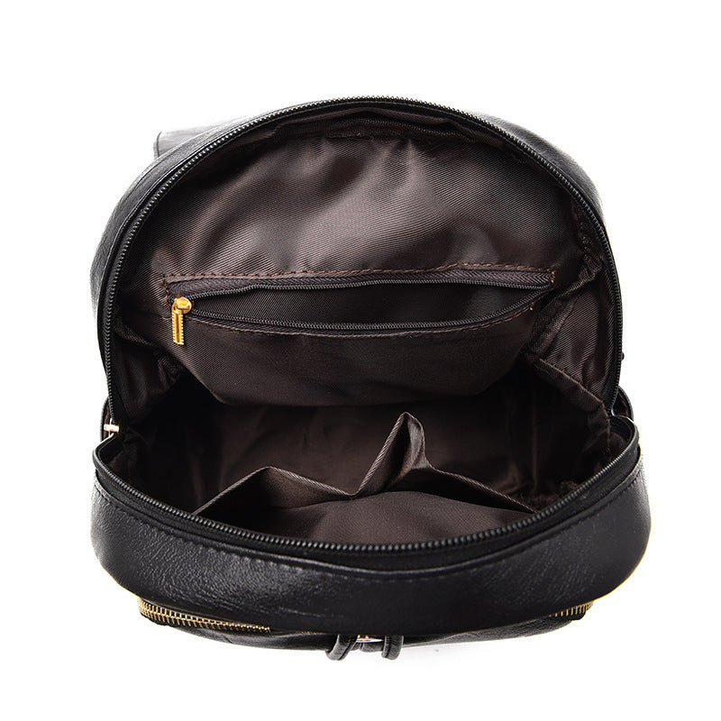Soft leather backpack travel bag