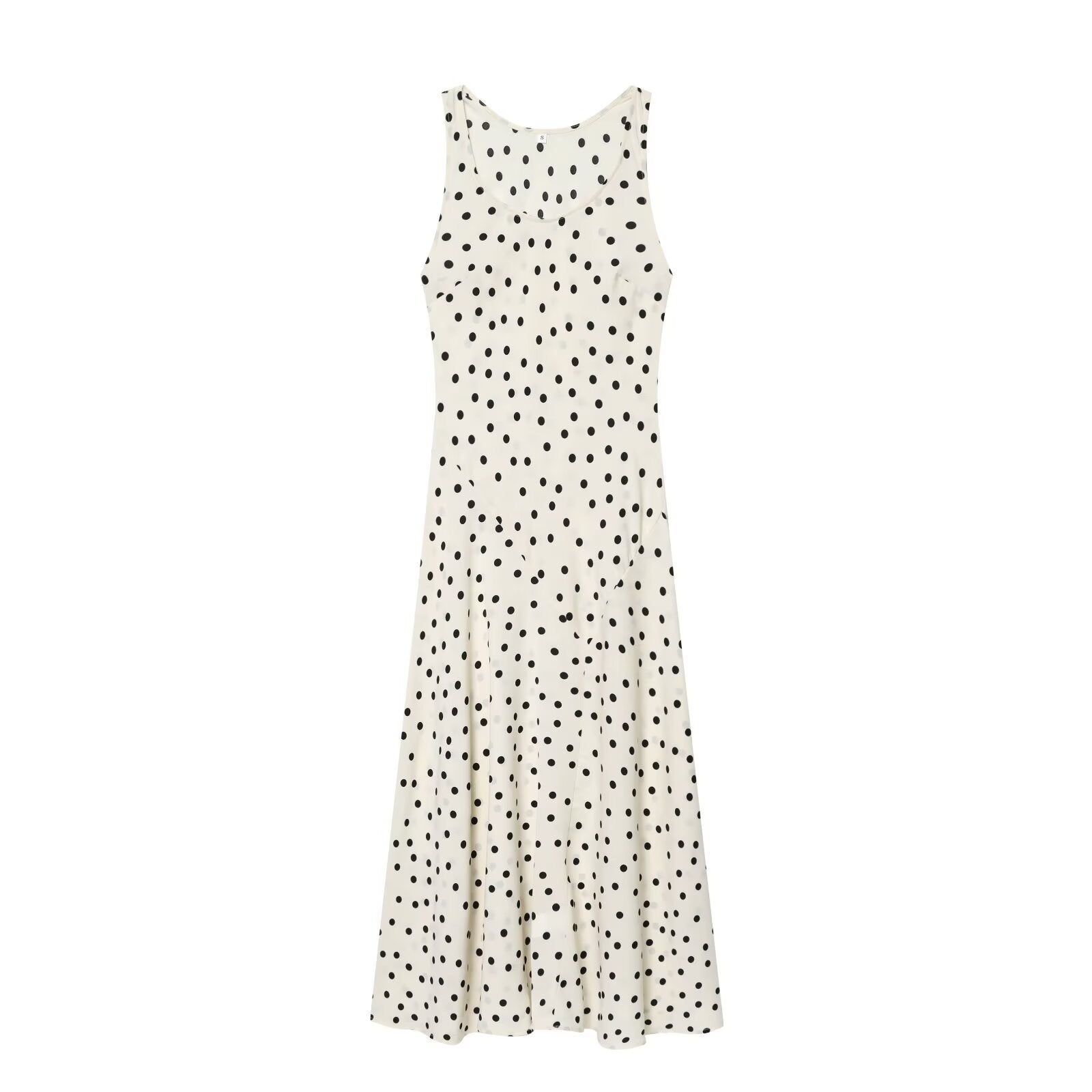 Slim fit polka dot slim shoulder strap pleated dress