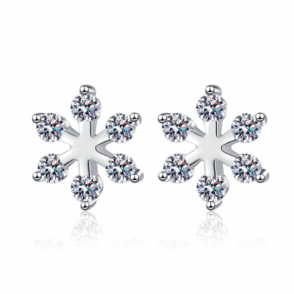 Moissanite 925 Sterling Silver Snowflake Shape Earrings