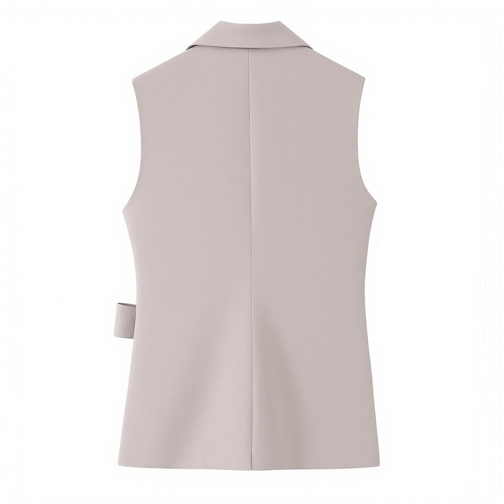 Strap up buttonless suit vest+long storage set