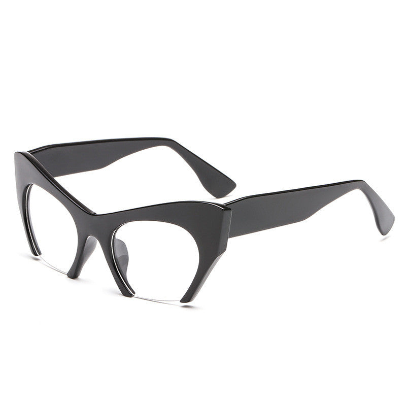 New Film Female Glasses Frame Half-Frame Cat Eye Personality Frame