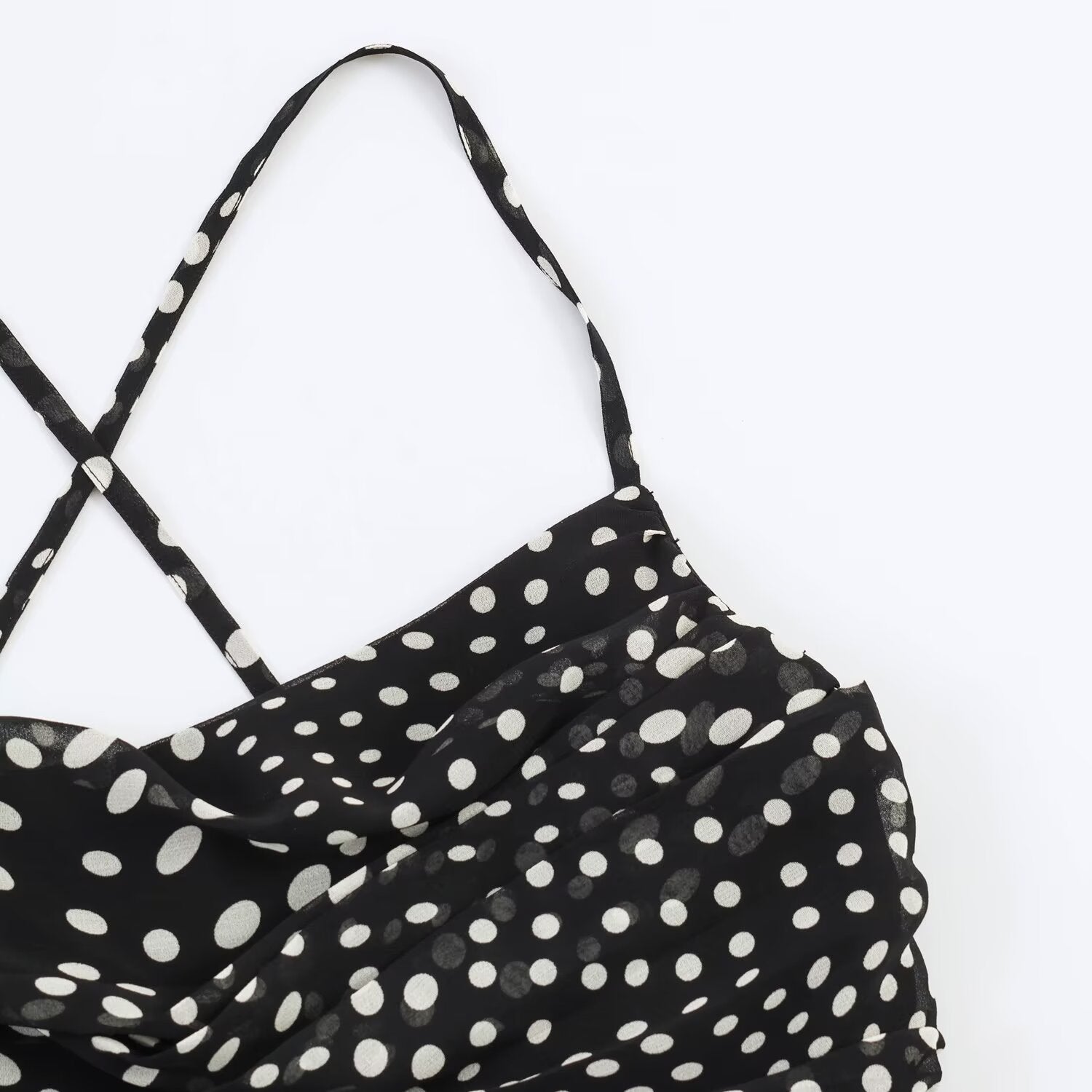 Irregular polka dot pleated dress