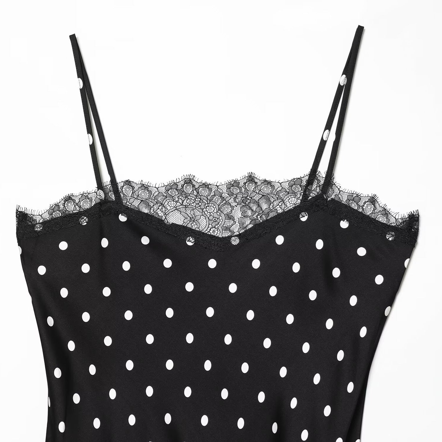 Vintage lace polka dot long camisole skirt