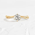 S925 Pure Silver Woven Wave Diamond Row Center Stone Ring