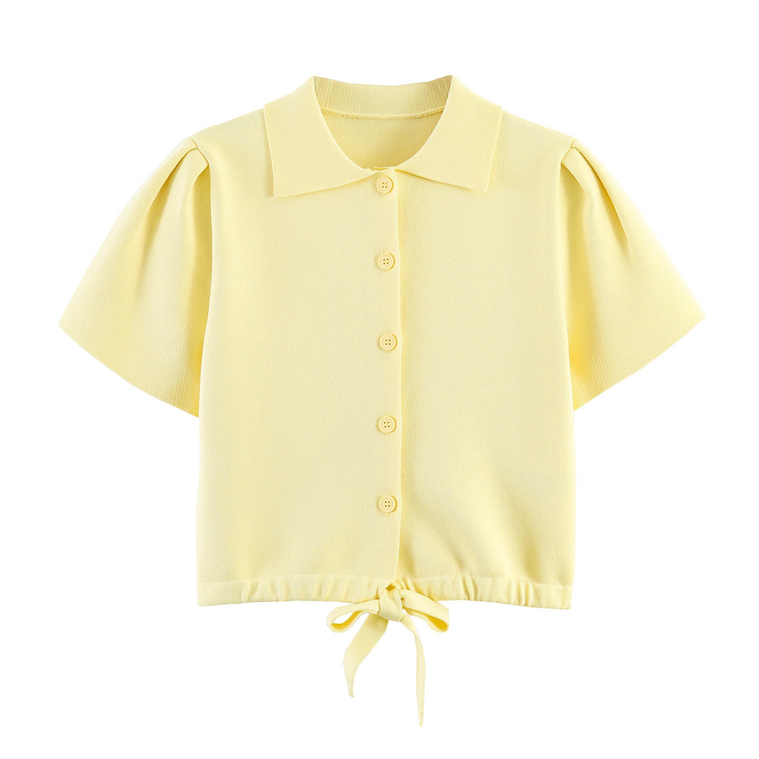 Bow embellished knitted short sleeved top