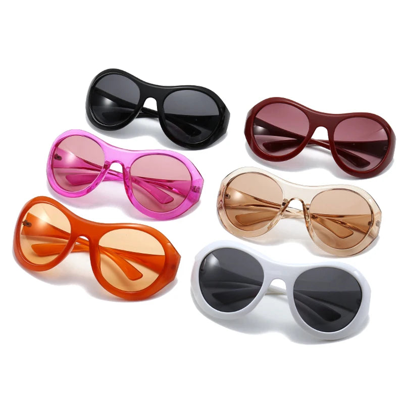 Oversized Oval Sunglasses Women Fashion Y2K Punk Men Outdoor Sports Sun Glasses Shades UV400