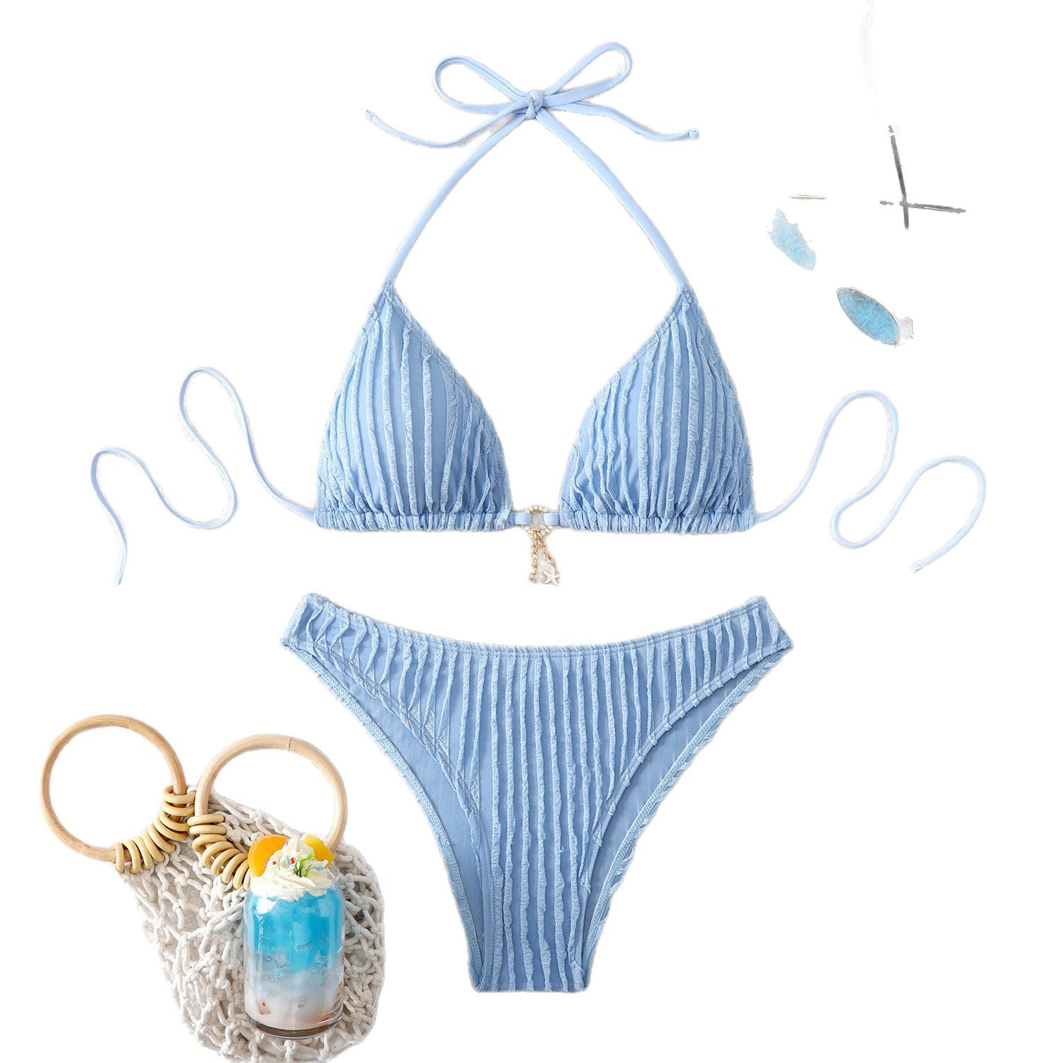 Solid color bikini swimsuit