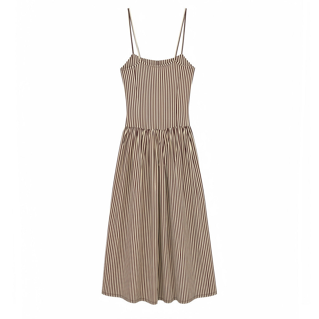 Striped poplin patchwork camisole dress