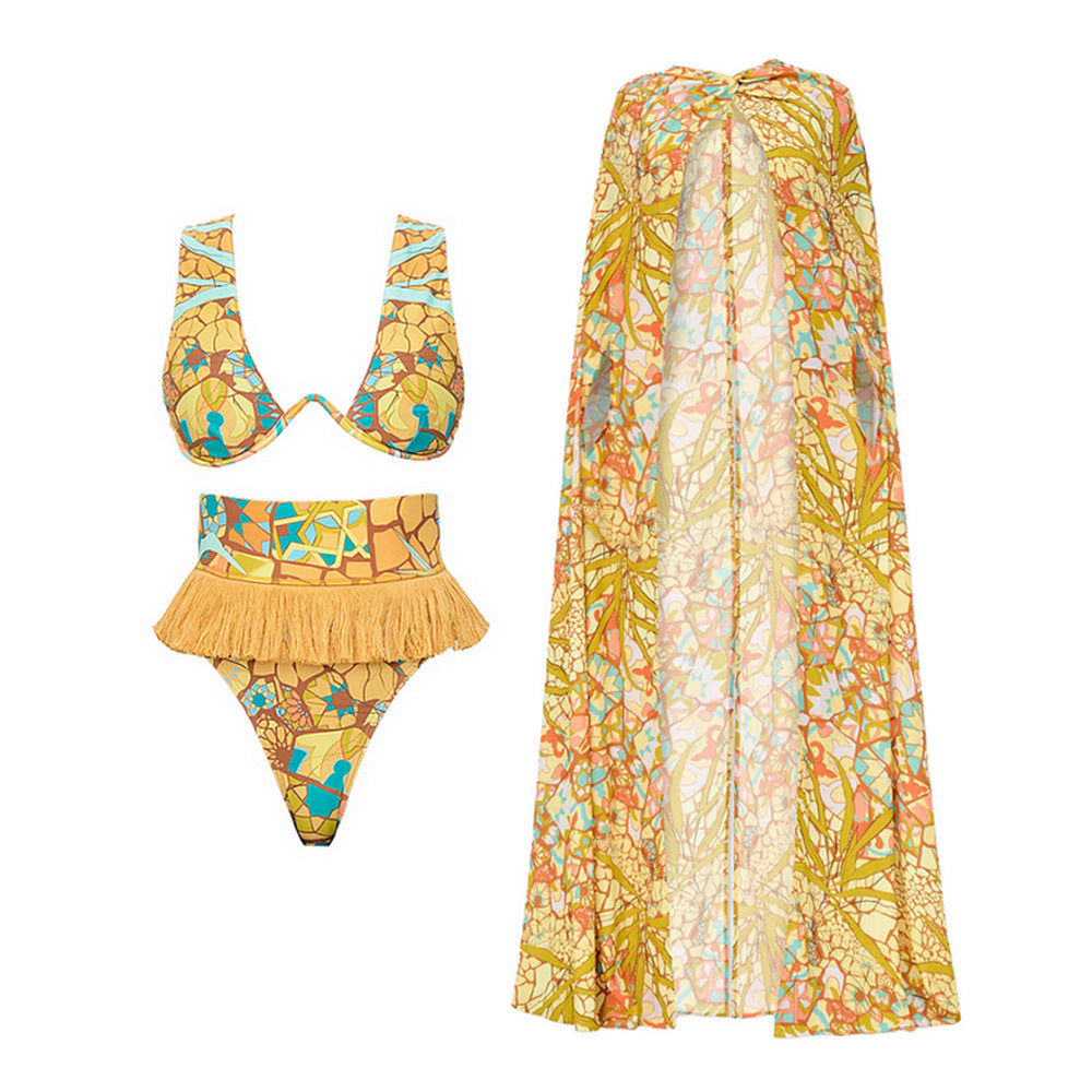 Bikini Swimwear for Women, Beach Cover-Up Cape, Vacation Swim Suit