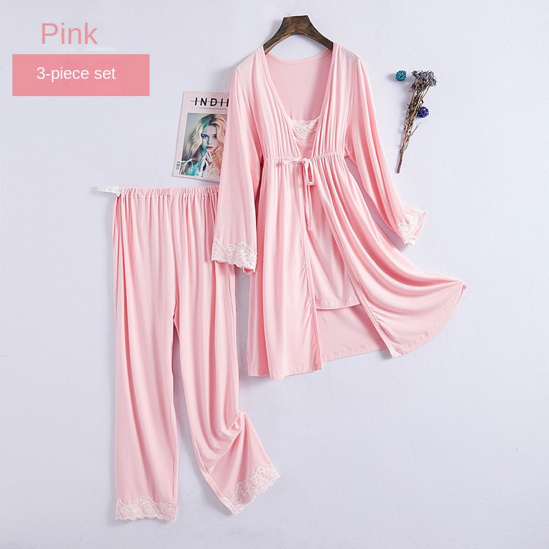 Modest Modal Postpartum Clothing Lightweight Pregnant Sleepwear Home Wear Fashion Dress Nursing Set Two-Piece Set