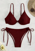 Solid color collar bikini set