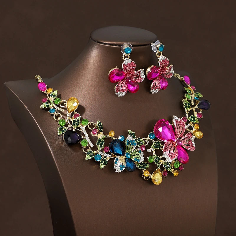 Itacazzo Decorative Props Dreamlike Style Romantic Dazzling Ladies' Necklace Earrings 3 Pcs Set  For Important Occasions