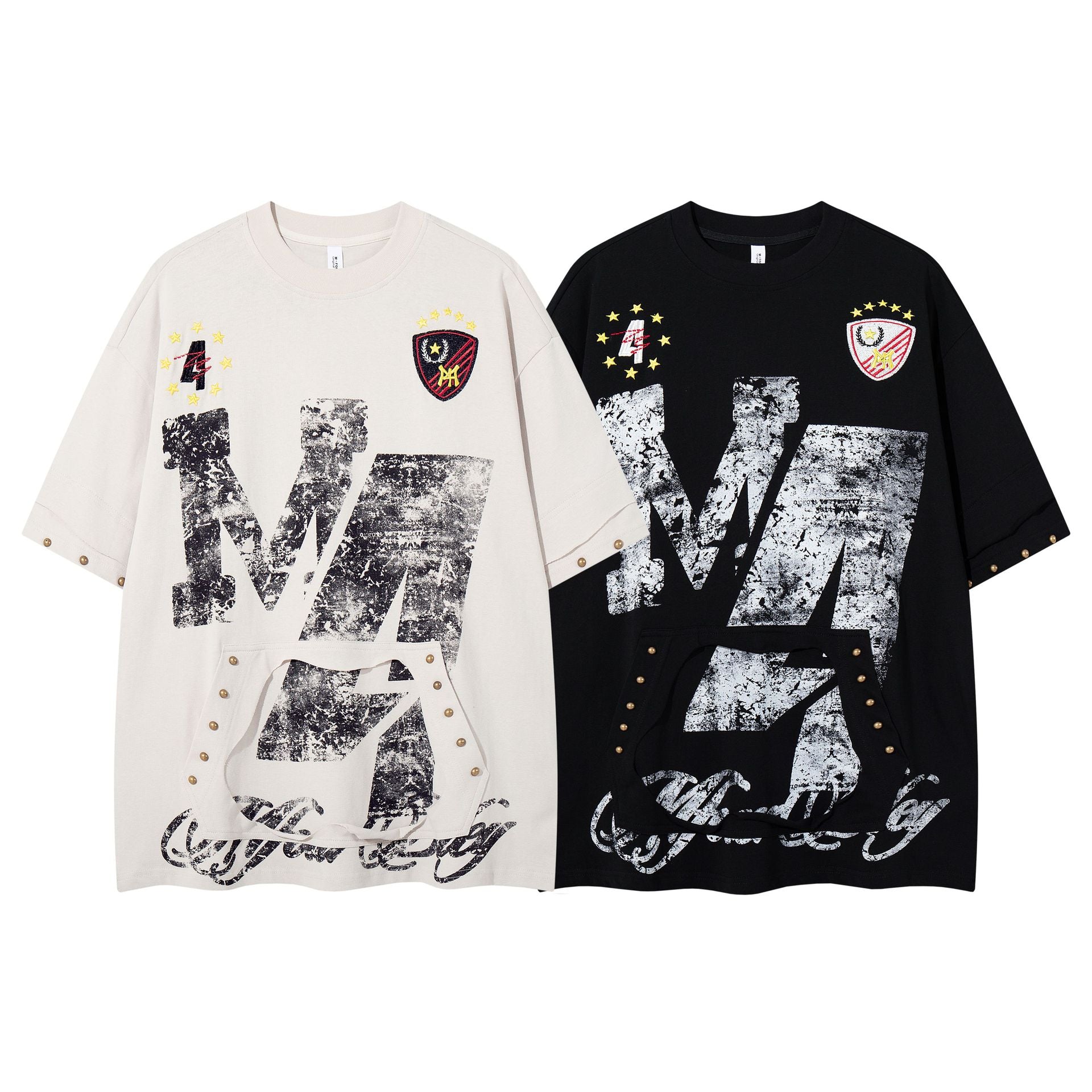 Make old letter printed short sleeves