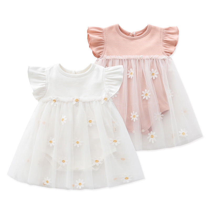 Floral veil skirt short sleeved princess skirt