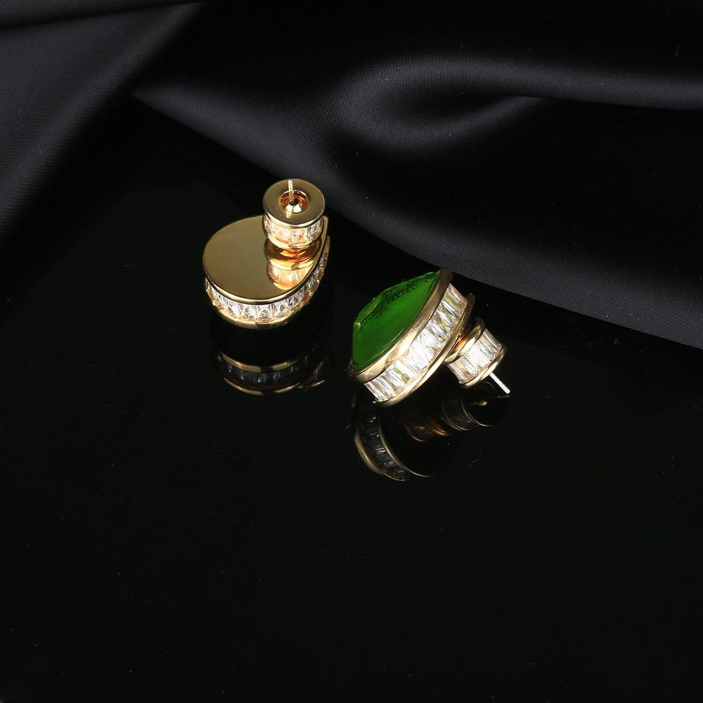 Micro inlaid water droplet zircon earrings for women plated with 18k gold