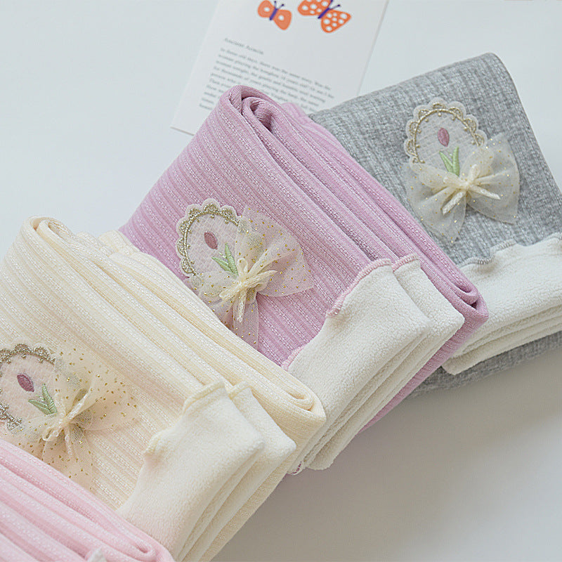 Autumn and winter girls' leggings with thickened and plush