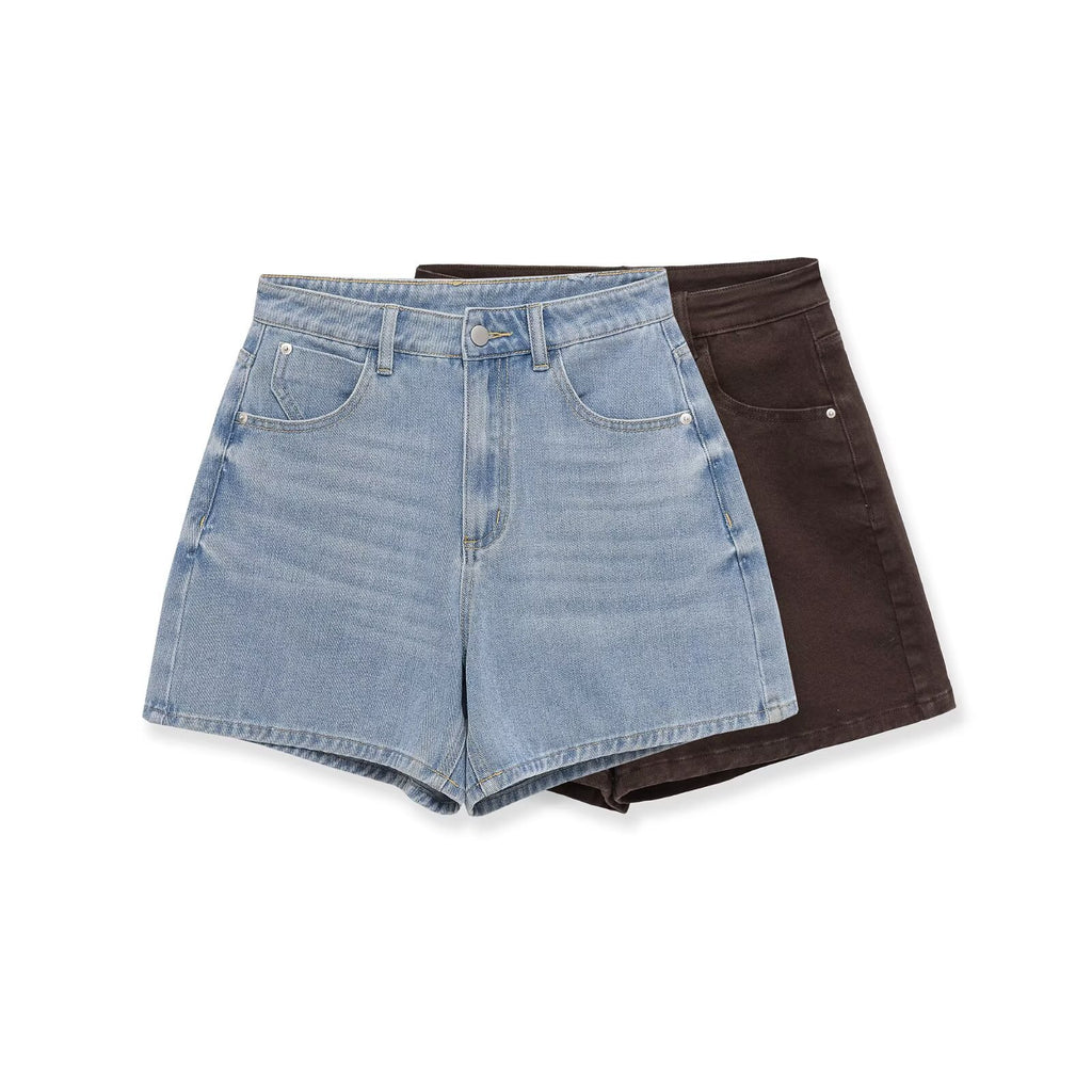 Retro style high waisted loose shorts
