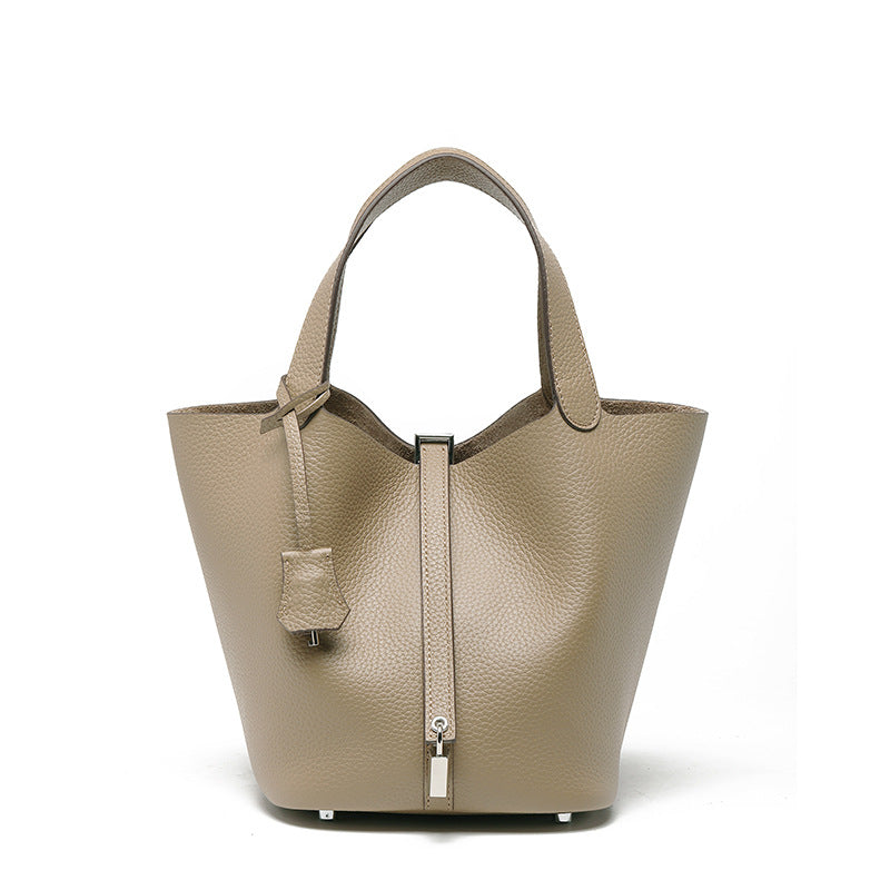 Head layer cowhide bucket bag women's leather high-end handbag