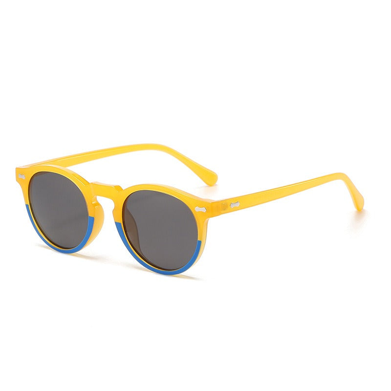 Fashion Sunglasses for Men Women Vintage Small Round Frame Sun Glasses Yellow Lens UV400 Goggles Shades Eyewear