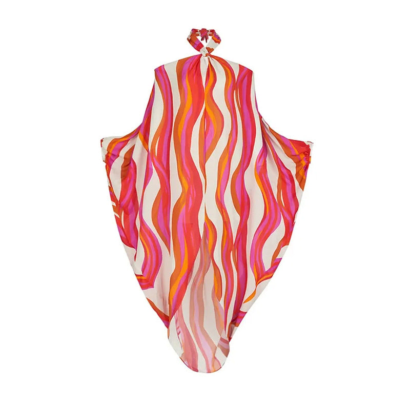 One-piece Swimsuit Bodycon  Halter Neck Cover-Up  Beach Female