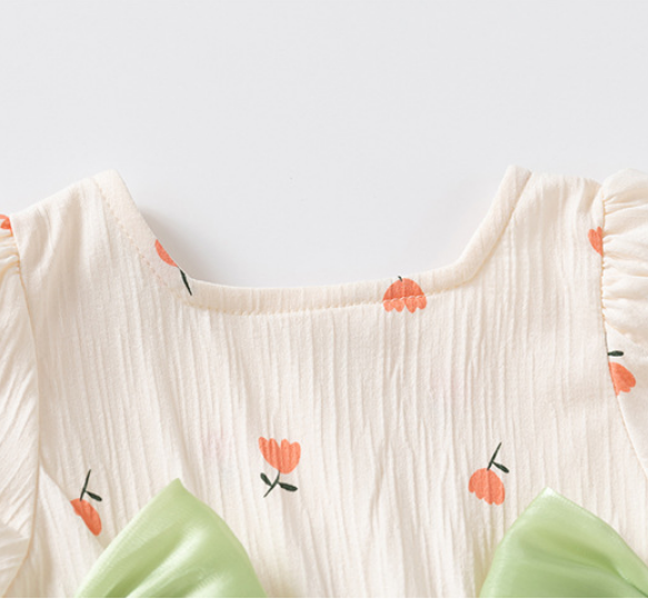 Short sleeved bow jumpsuit