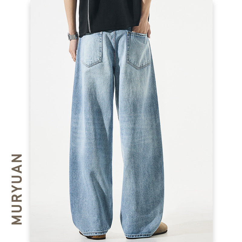 Knife Cut Denim Pants for Men and Women, Loose Baggy Slim Fit Wide Leg Trousers