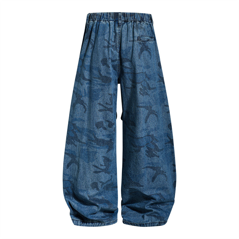 Tie dye camouflage curved knife jeans