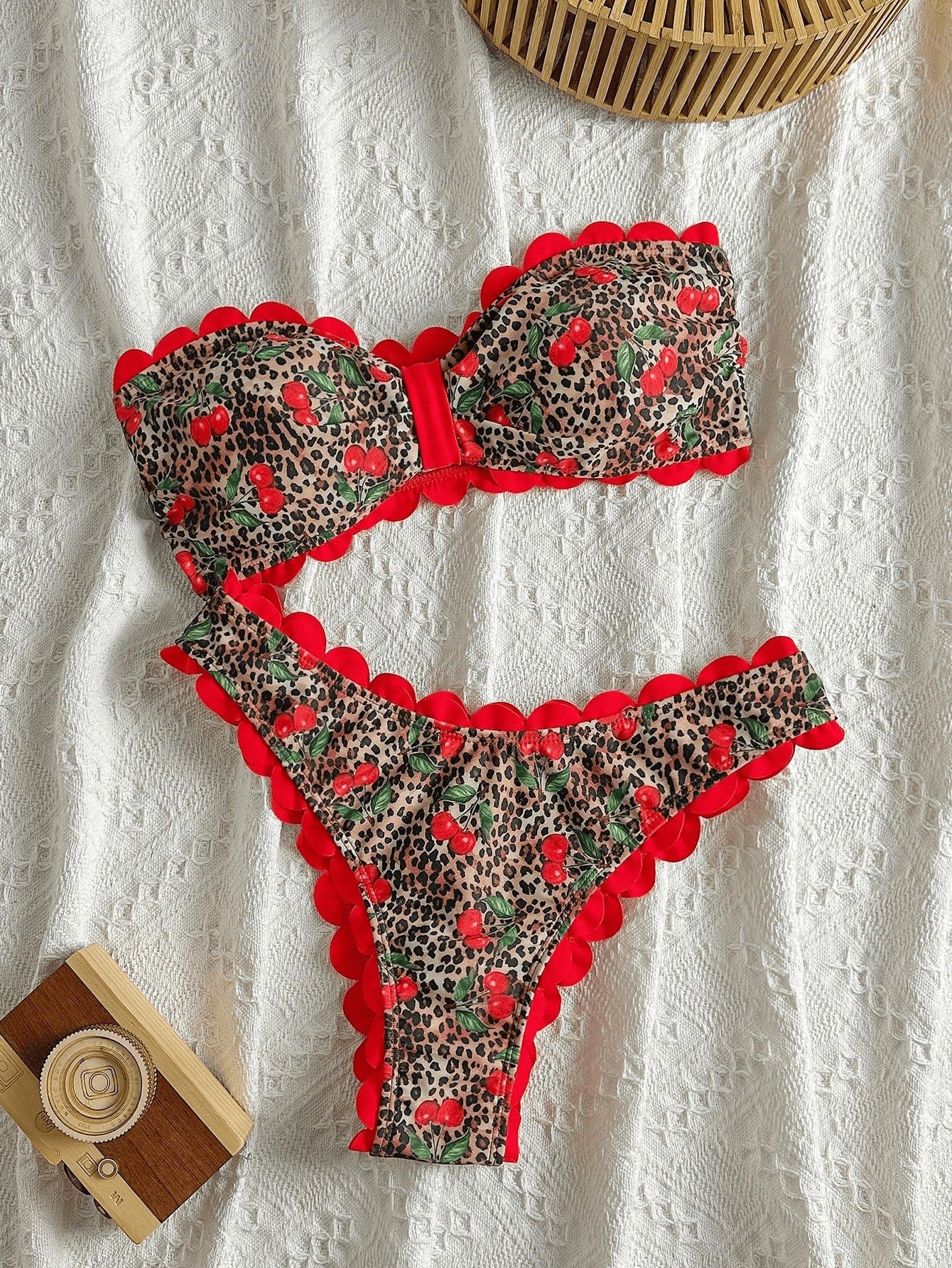 Bikini Set Women Leopard Print Two-Piece Swimsuit Strapless Bikini Swimwear