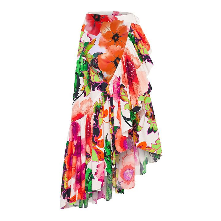 Floral Print Ruffle One-Piece Swimsuit Set for Women, Slimming Design