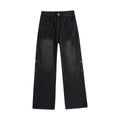 Street Style Studs Asymmetrical Straight Leg Jeans
