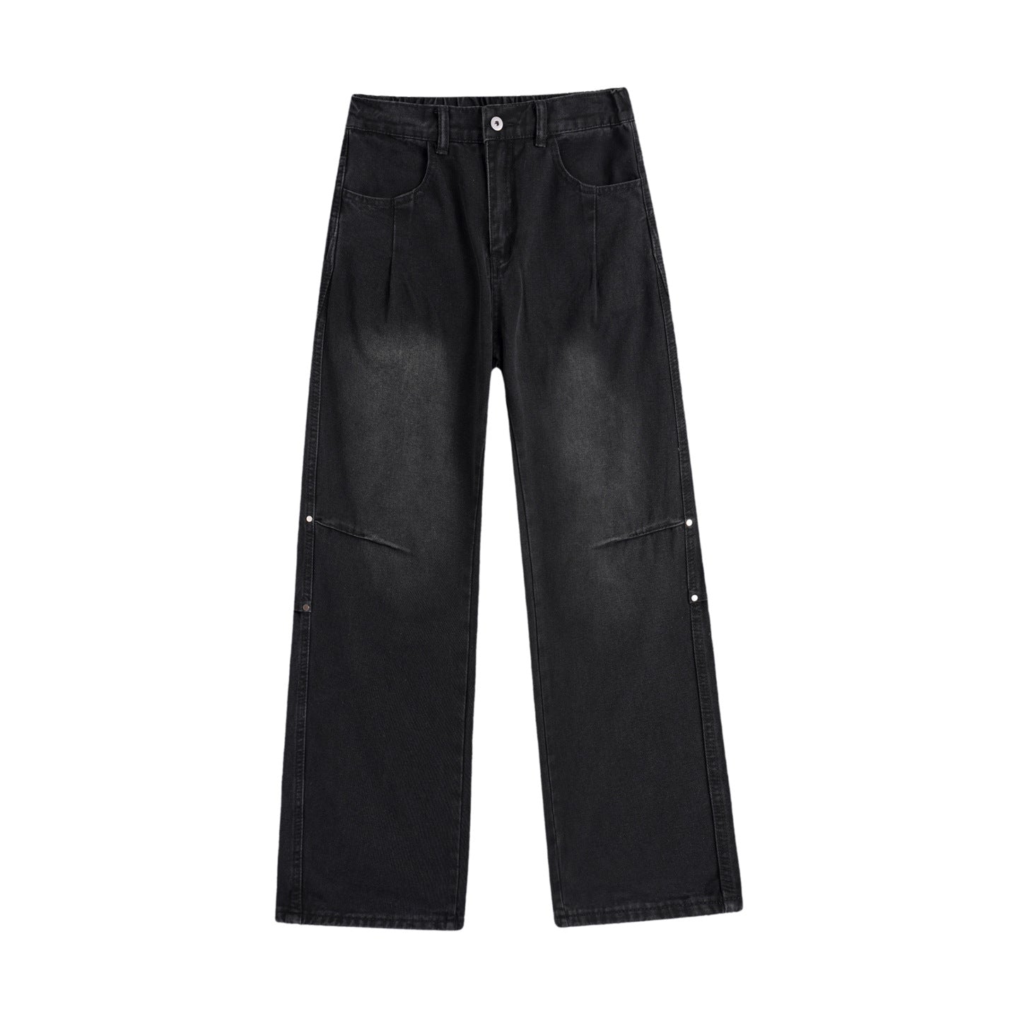Street Style Studs Asymmetrical Straight Leg Jeans