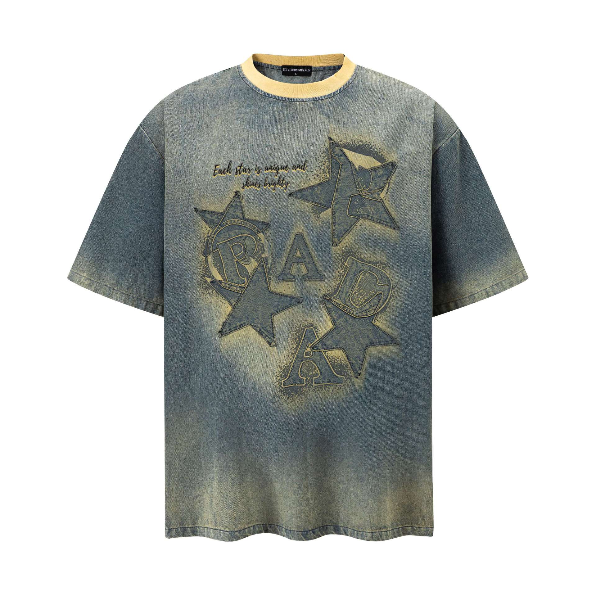 Star letters make old short sleeves