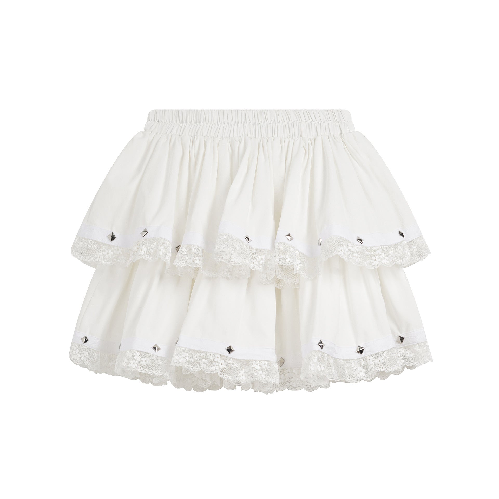 TIDEEKU Design Lace Trim Pleated Mini Skirt High Waist Multi-Layered Cake Skirt Sweet Girl Style Midi Skirt