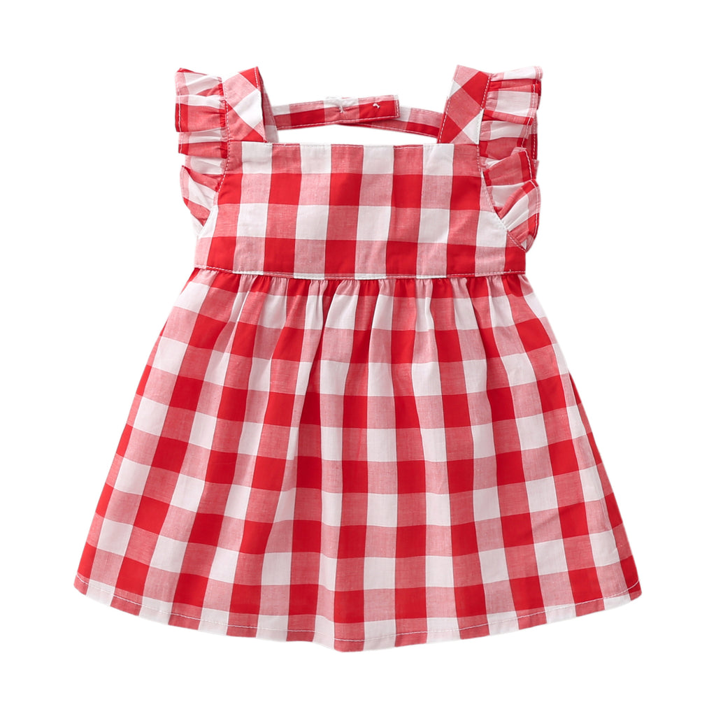 Checkered dress with hat for girls' dress