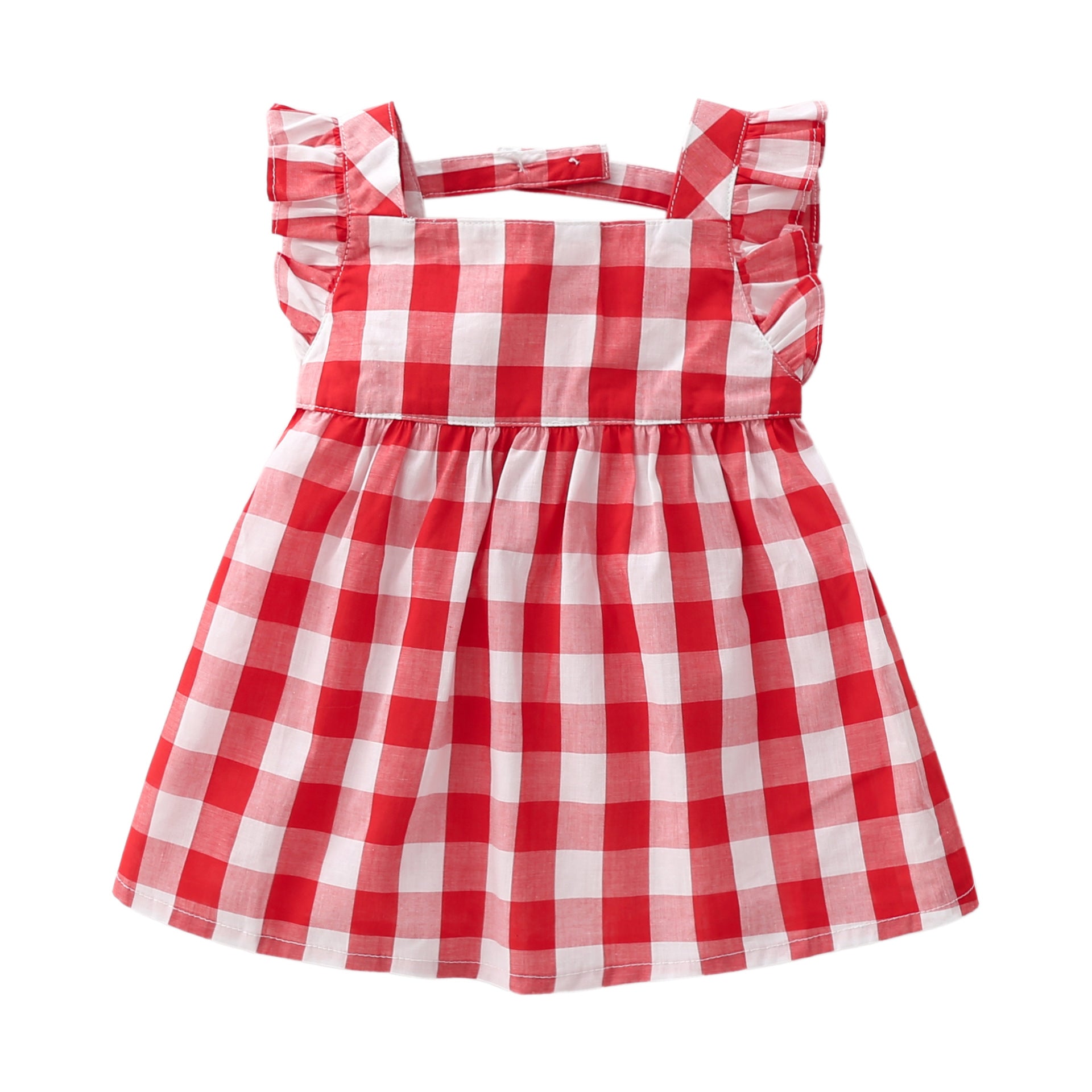 Checkered dress with hat for girls' dress