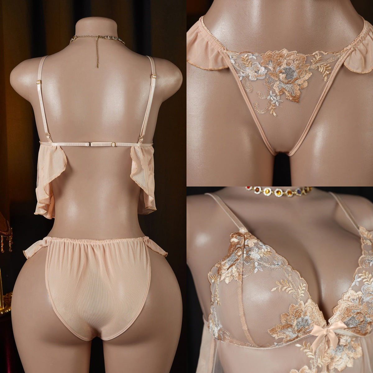 Lace soft cup camisole lingerie set