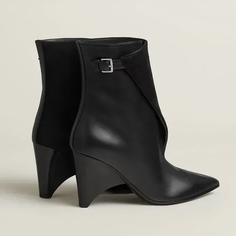 Autumn and Winter Women's Fashionable Knee High Boots, Pointed and Thick High-heeled Knight Boots 34-43 Mid Length Boots
