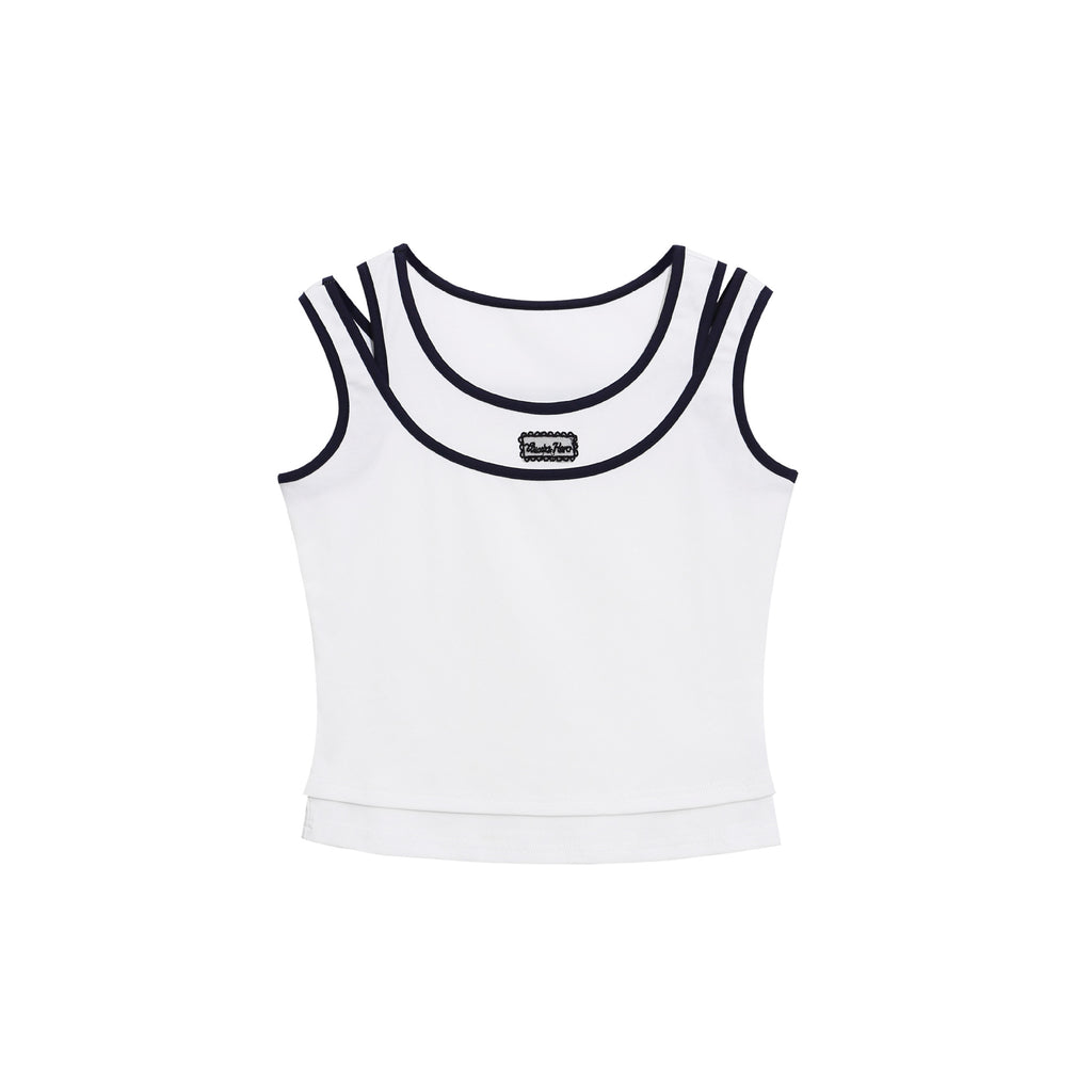 Mock Two-Piece Vest for Women, Double Strap Design, Slim Fit, Short Crop Top