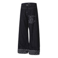 Cartoon embroidery polka dot denim pants